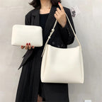 Black Shoulder Hobo Bag, Adjustable Strap, Smooth Leather-Look Finish