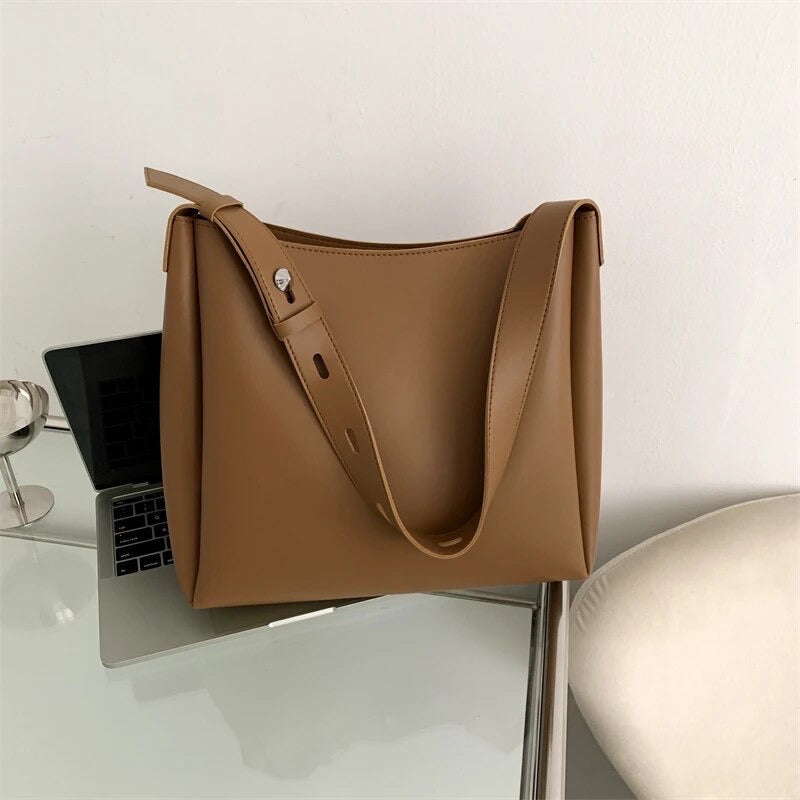 Black Shoulder Hobo Bag, Adjustable Strap, Smooth Leather-Look Finish