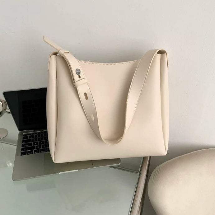 Black Shoulder Hobo Bag, Adjustable Strap, Smooth Leather-Look Finish