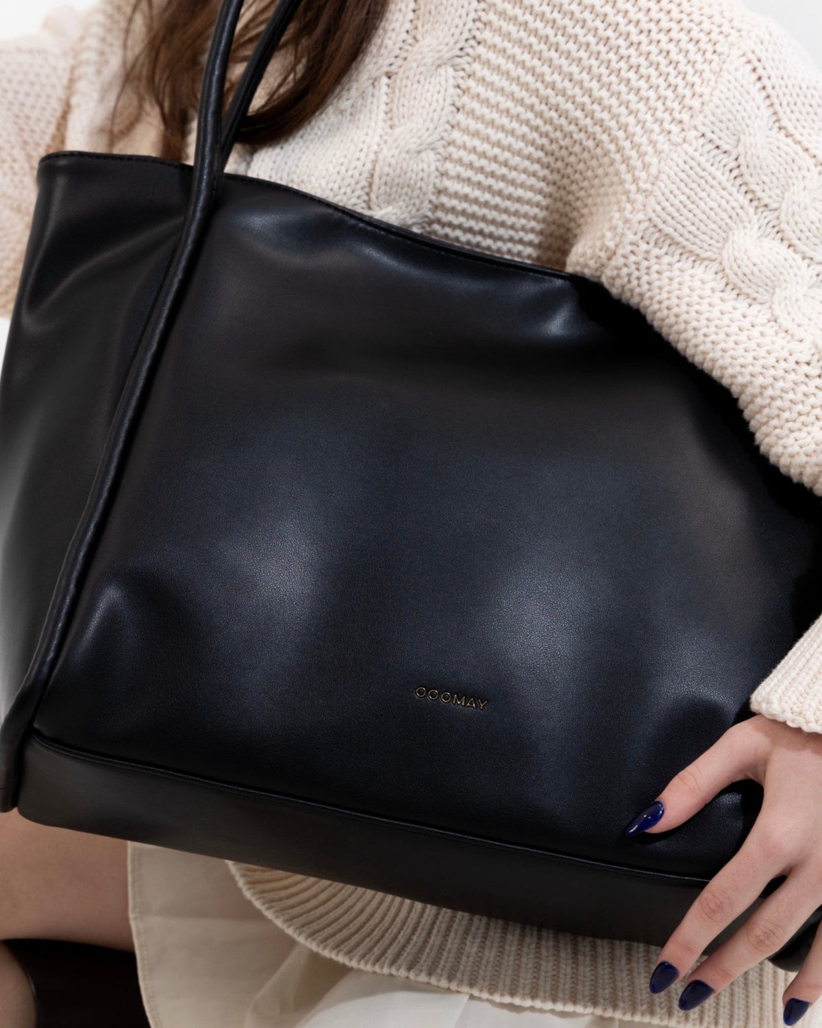 Minimalist Black Shoulder Tote, Sleek and Elegant