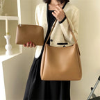 Black Shoulder Hobo Bag, Adjustable Strap, Smooth Leather-Look Finish