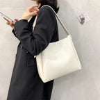 Black Shoulder Hobo Bag, Adjustable Strap, Smooth Leather-Look Finish