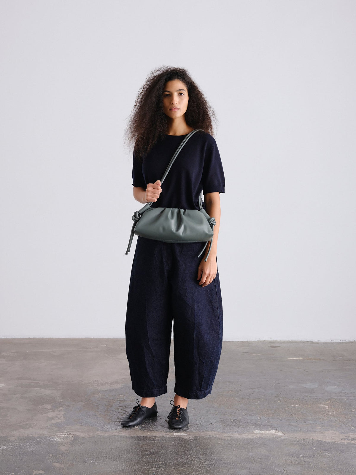 Dumpling Bag – Gathered Vegan Leather Bag, Adjustable Double Handle, Day to Night