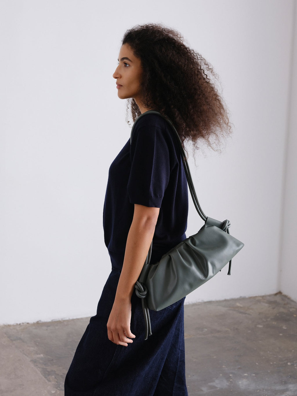 Dumpling Bag – Gathered Vegan Leather Bag, Adjustable Double Handle, Day to Night
