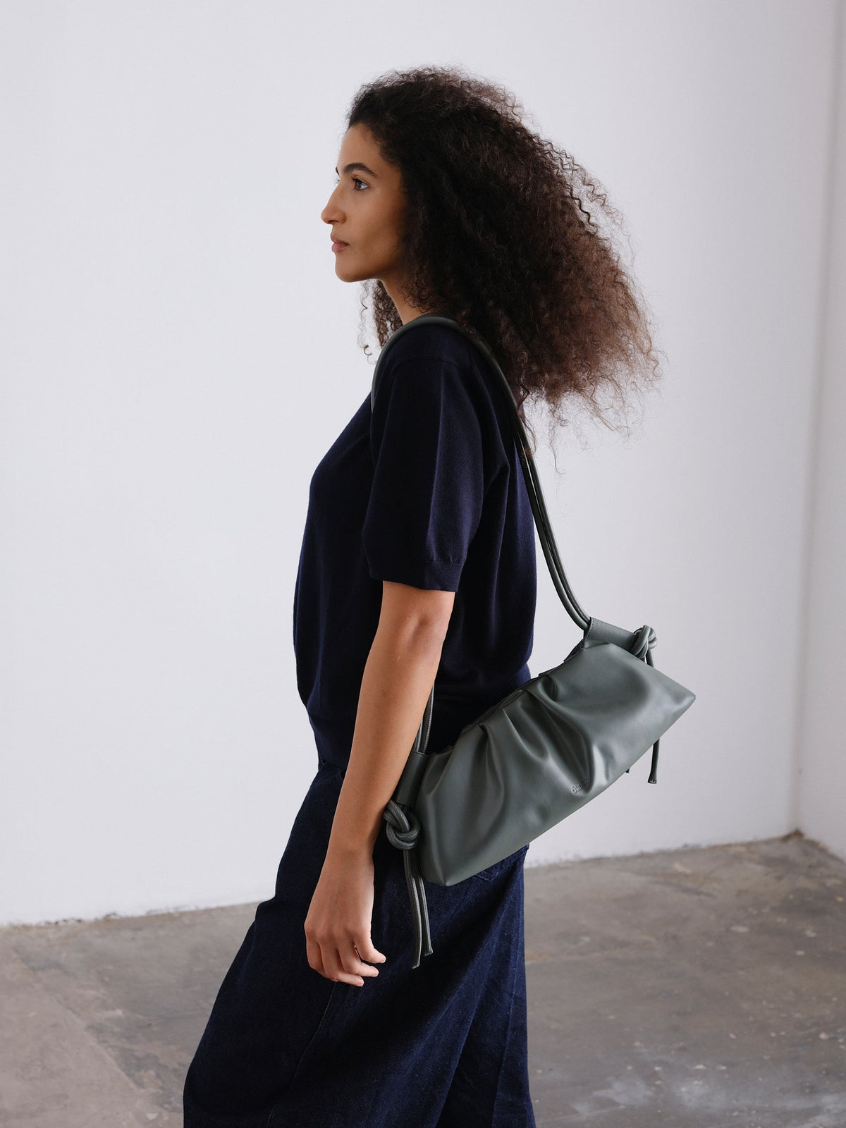 Dumpling Bag – Gathered Vegan Leather Bag, Adjustable Double Handle, Day to Night