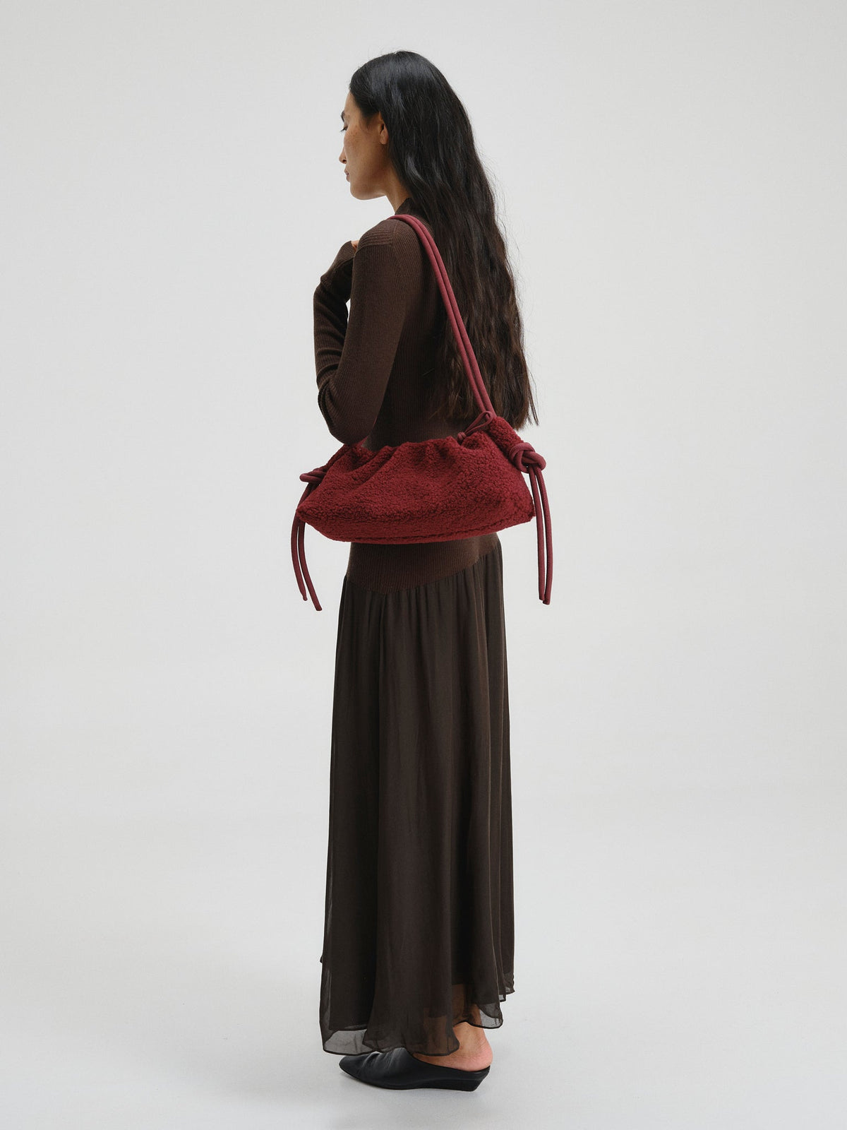Dumpling Bag – Gathered Vegan Leather Bag, Adjustable Double Handle, Day to Night