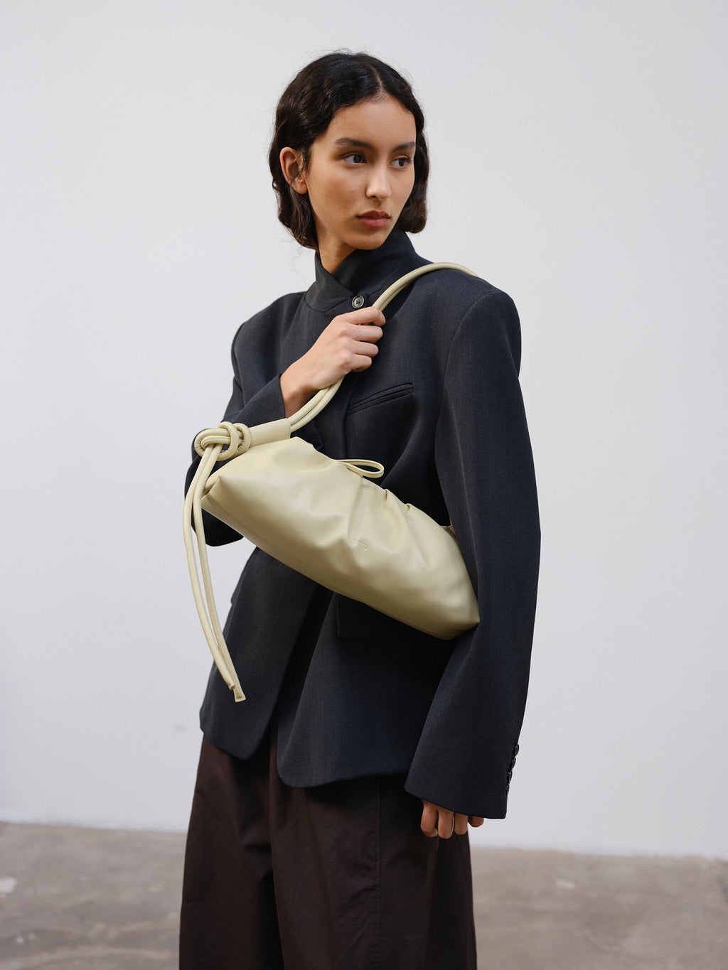 Dumpling Bag – Gathered Vegan Leather Bag, Adjustable Double Handle, Day to Night