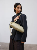 Dumpling Bag – Gathered Vegan Leather Bag, Adjustable Double Handle, Day to Night