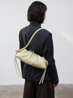 Dumpling Bag – Gathered Vegan Leather Bag, Adjustable Double Handle, Day to Night
