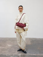 Dumpling Bag – Gathered Vegan Leather Bag, Adjustable Double Handle, Day to Night