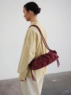 Dumpling Bag – Gathered Vegan Leather Bag, Adjustable Double Handle, Day to Night