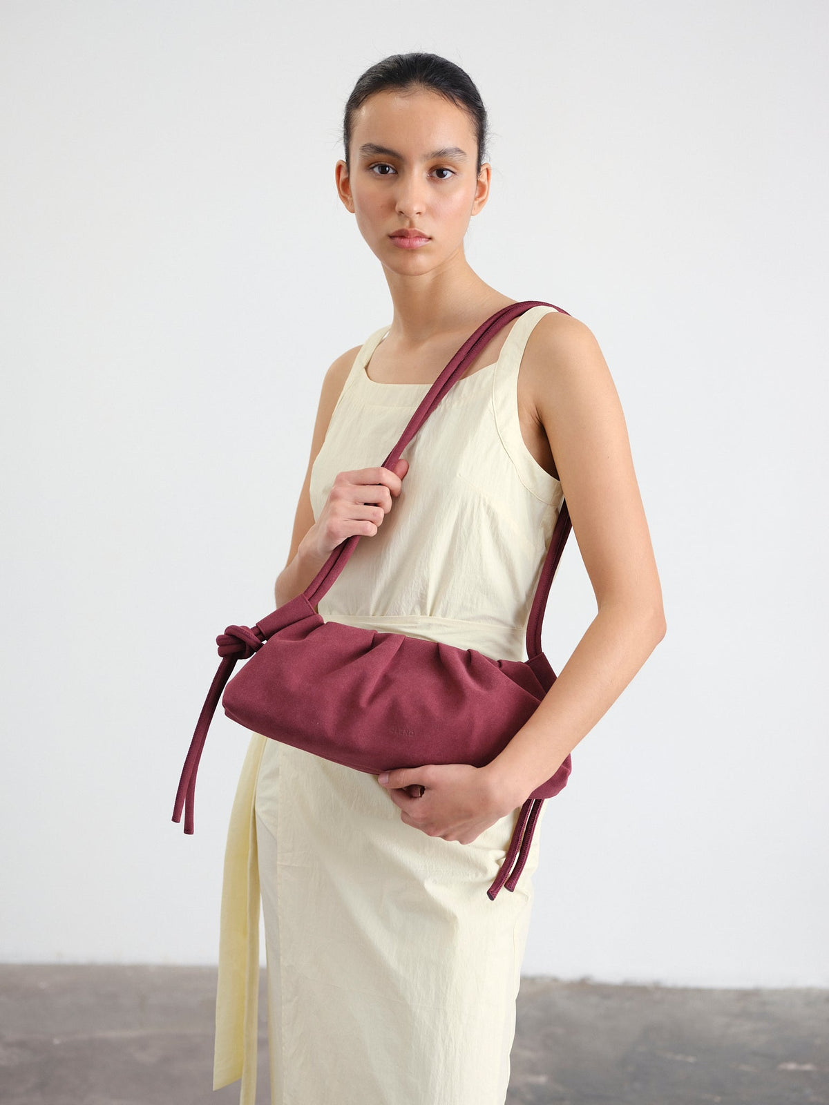 Dumpling Bag – Gathered Vegan Leather Bag, Adjustable Double Handle, Day to Night