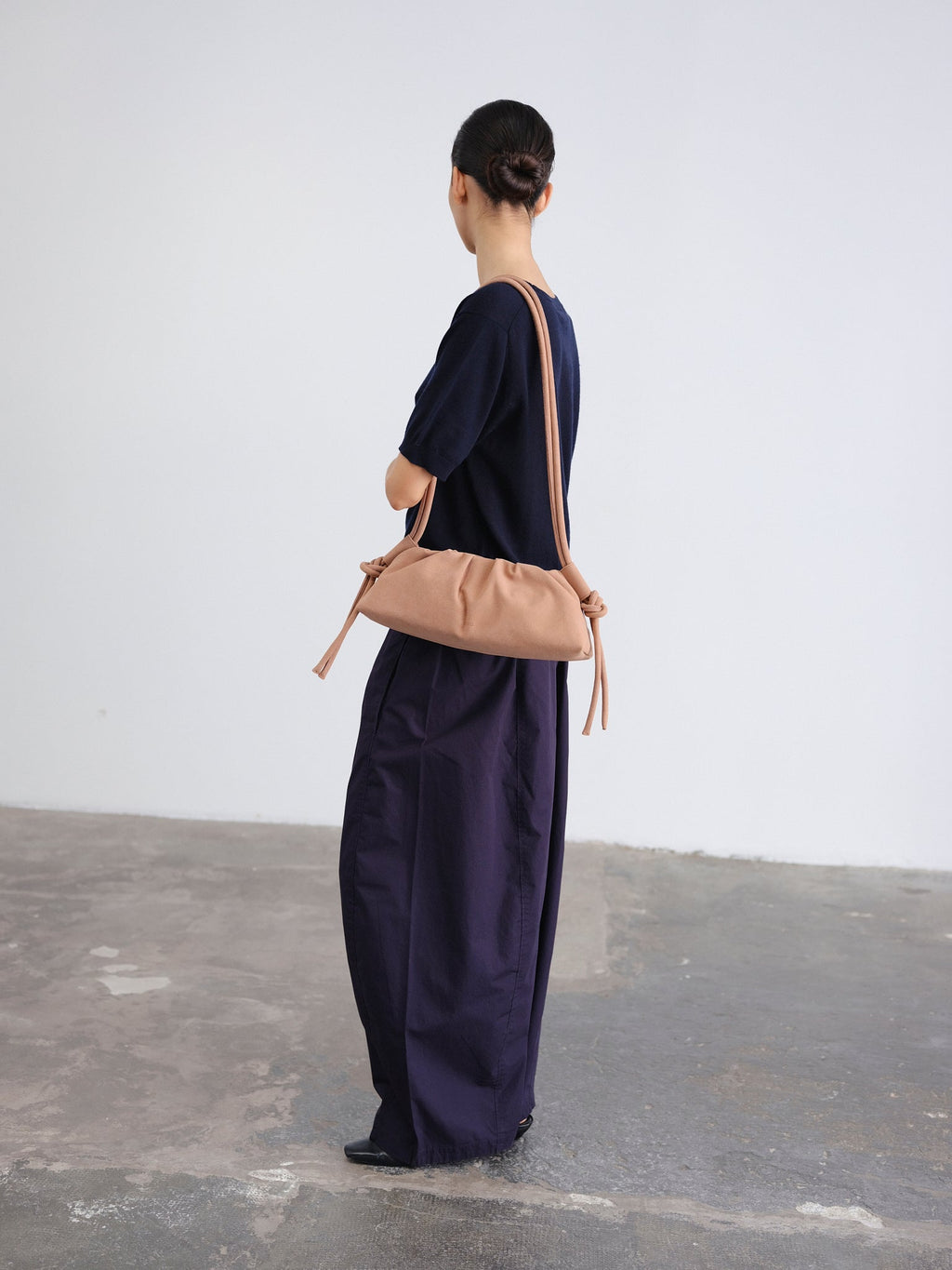 Dumpling Bag – Gathered Vegan Leather Bag, Adjustable Double Handle, Day to Night