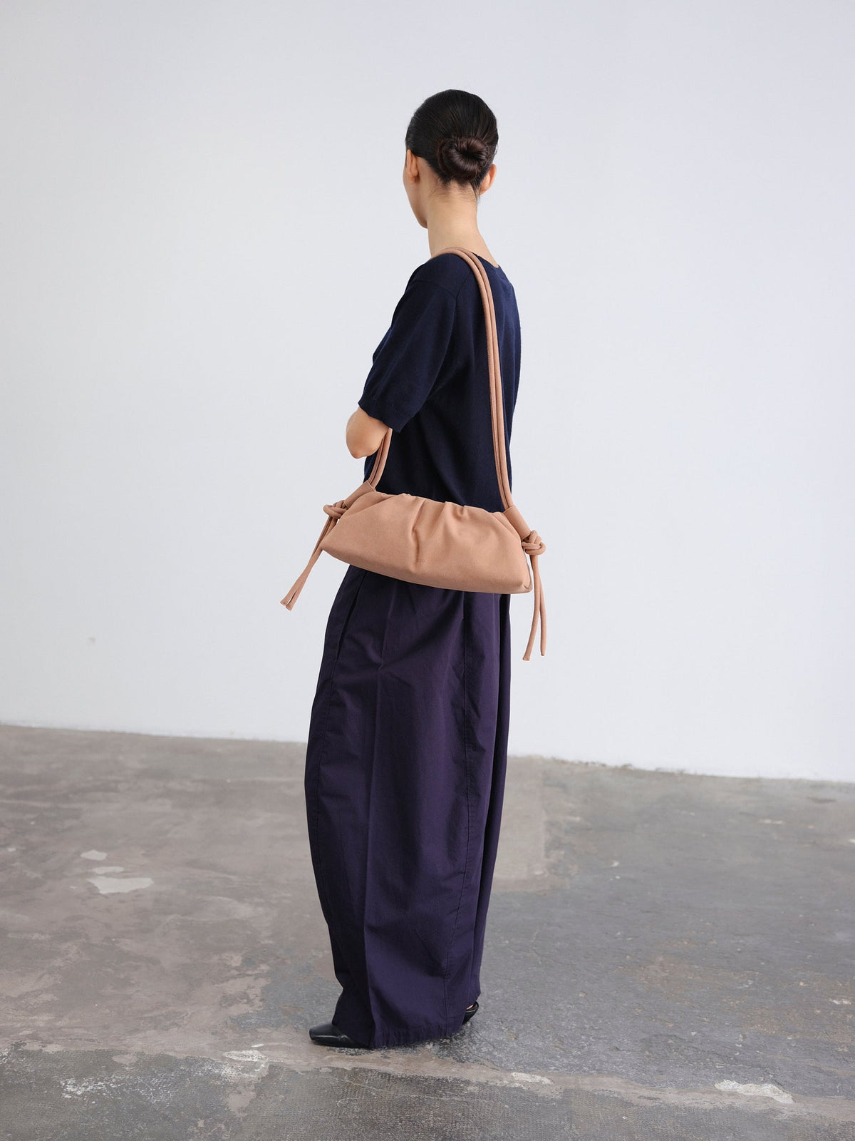 Dumpling Bag – Gathered Vegan Leather Bag, Adjustable Double Handle, Day to Night