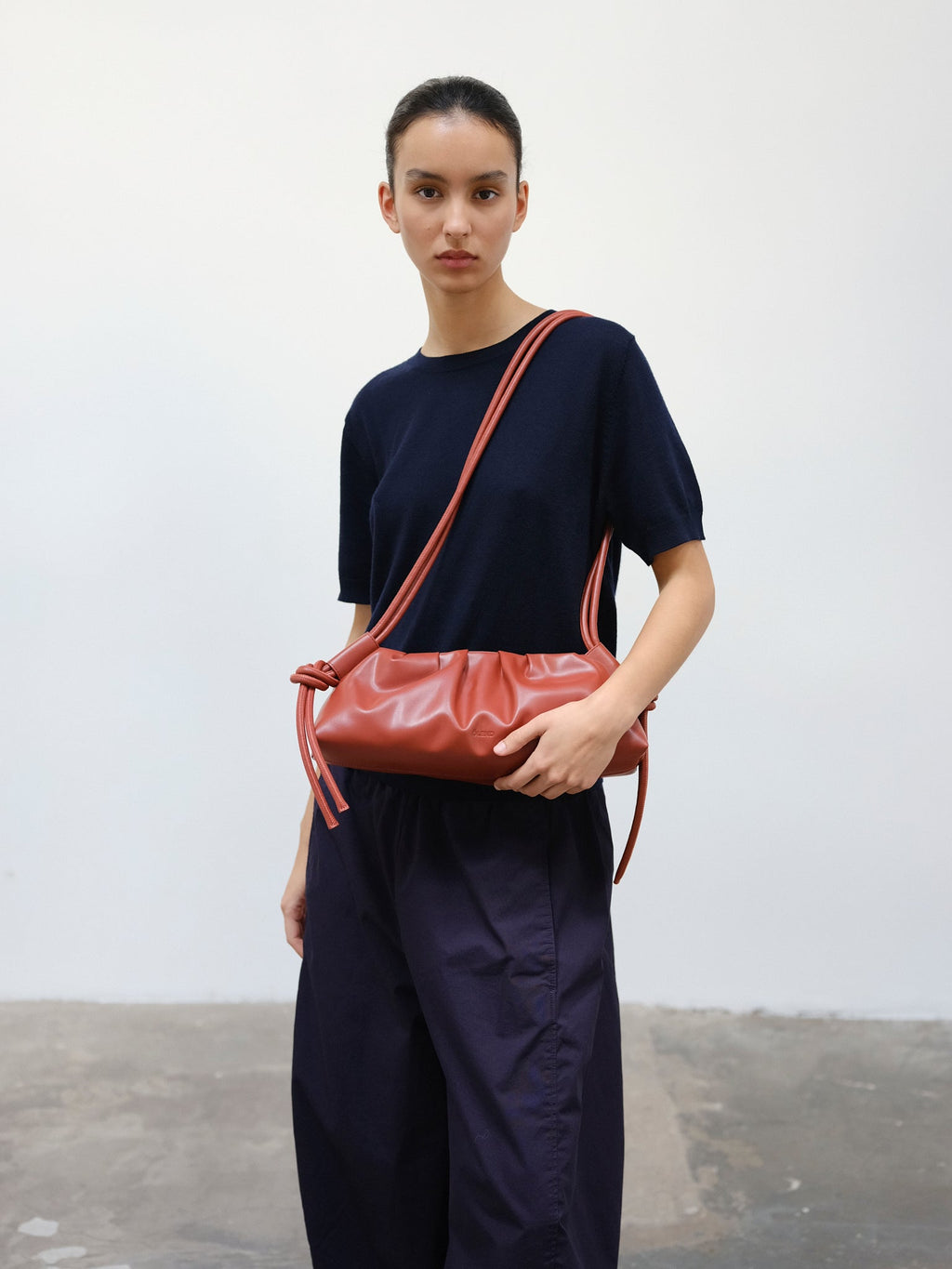 Dumpling Bag – Gathered Vegan Leather Bag, Adjustable Double Handle, Day to Night