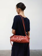 Dumpling Bag – Gathered Vegan Leather Bag, Adjustable Double Handle, Day to Night