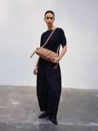 Dumpling Bag – Gathered Vegan Leather Bag, Adjustable Double Handle, Day to Night