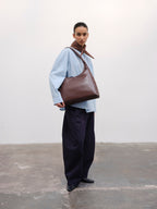 Sac hobo en cuir végane haut de gamme, déperlant, bandoulière froncée réglable