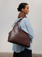 Sac hobo en cuir végane haut de gamme, déperlant, bandoulière froncée réglable