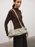 Dumpling Bag – Gathered Vegan Leather Bag, Adjustable Double Handle, Day to Night