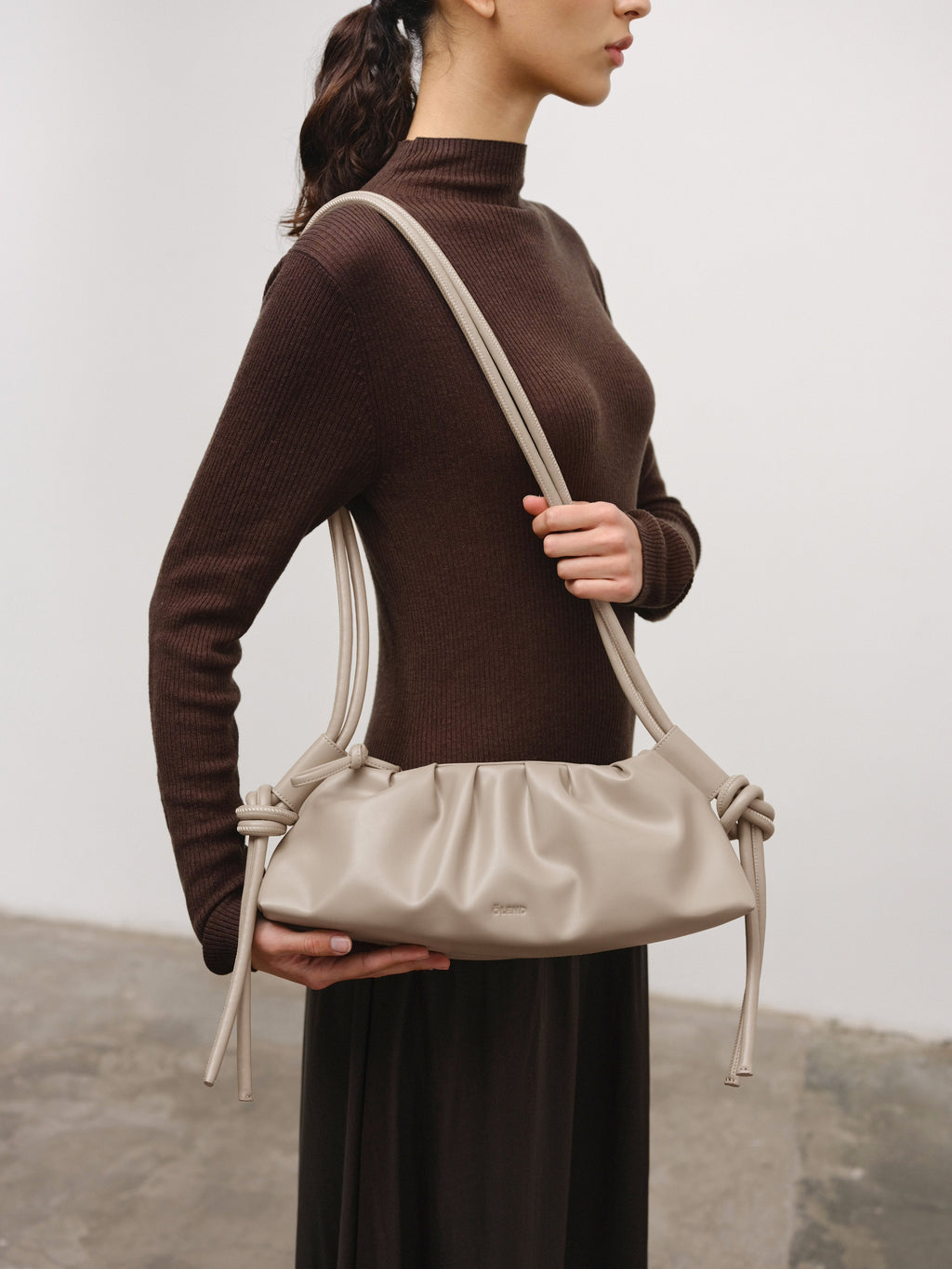 Dumpling Bag – Gathered Vegan Leather Bag, Adjustable Double Handle, Day to Night
