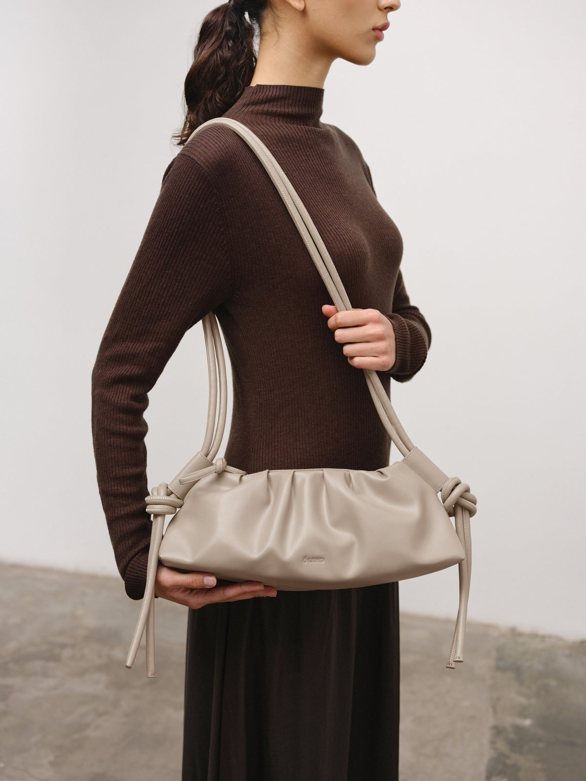Dumpling Bag – Gathered Vegan Leather Bag, Adjustable Double Handle, Day to Night