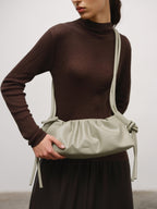 Dumpling Bag – Gathered Vegan Leather Bag, Adjustable Double Handle, Day to Night