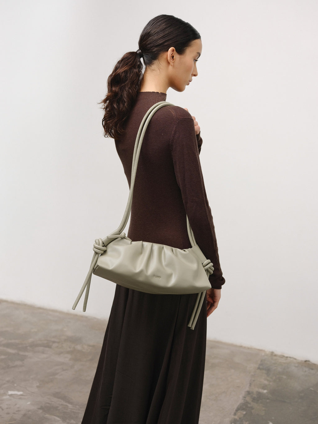 Dumpling Bag – Gathered Vegan Leather Bag, Adjustable Double Handle, Day to Night