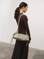 Dumpling Bag – Gathered Vegan Leather Bag, Adjustable Double Handle, Day to Night