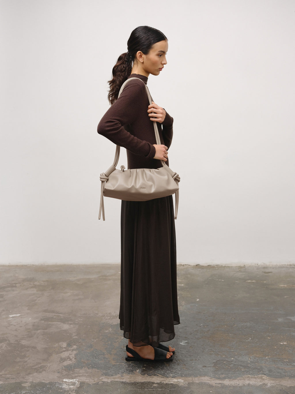 Dumpling Bag – Gathered Vegan Leather Bag, Adjustable Double Handle, Day to Night