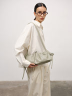 Dumpling Bag – Gathered Vegan Leather Bag, Adjustable Double Handle, Day to Night