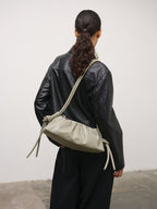 Dumpling Bag – Gathered Vegan Leather Bag, Adjustable Double Handle, Day to Night