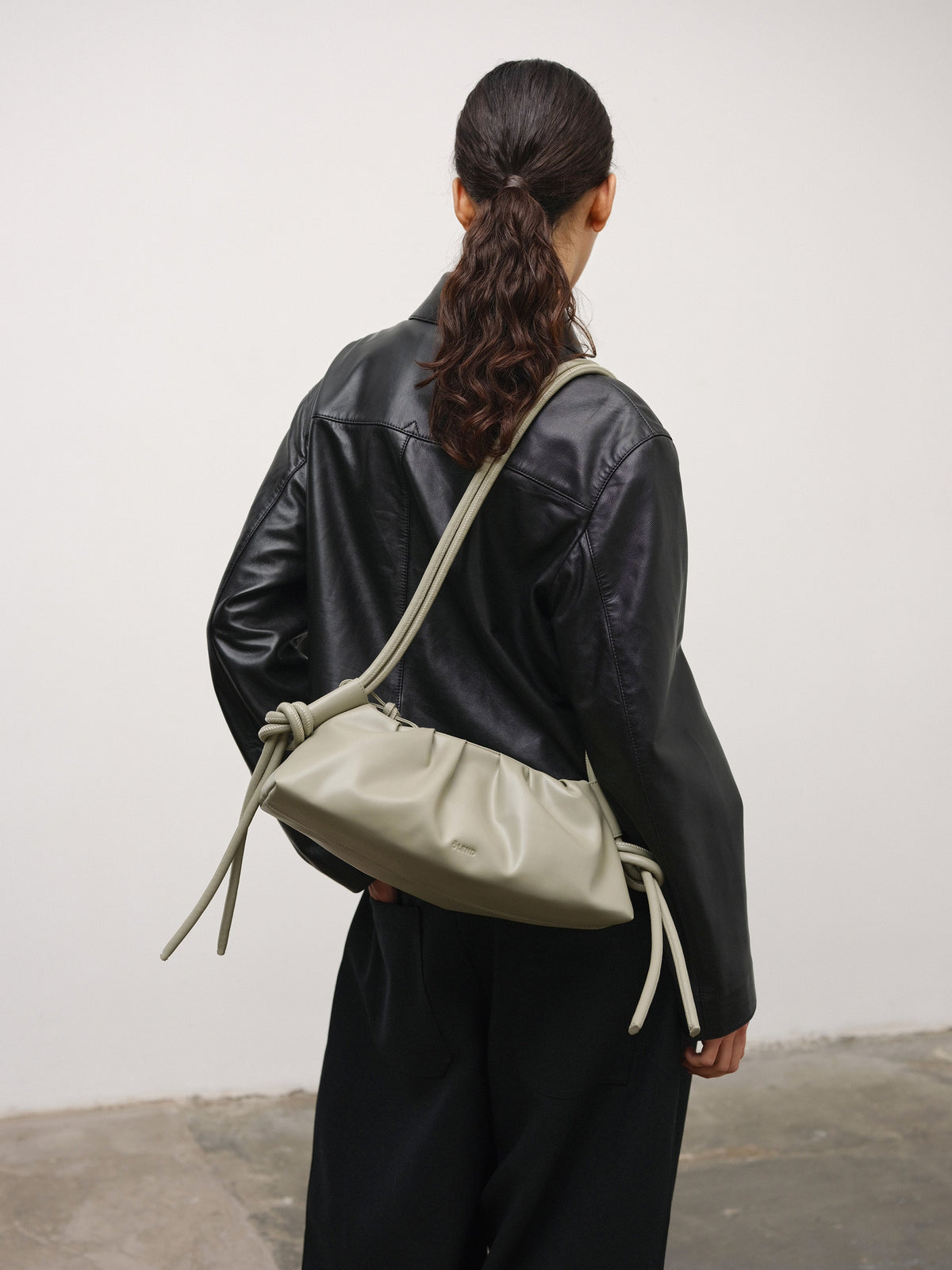 Dumpling Bag – Gathered Vegan Leather Bag, Adjustable Double Handle, Day to Night