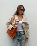 Sac hobo aspect daim, fermeture zippée, anse épaule unique