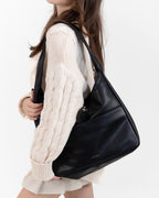 Sac cabas à anses longues et fines, finition aspect cuir lisse