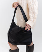Sac cabas à anses longues et fines, finition aspect cuir lisse