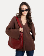 Sac cabas à anses longues et fines, finition aspect cuir lisse