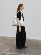 Sac hobo en cuir végane haut de gamme, déperlant, bandoulière froncée réglable