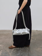 Dumpling Bag – Gathered Vegan Leather Bag, Adjustable Double Handle, Day to Night