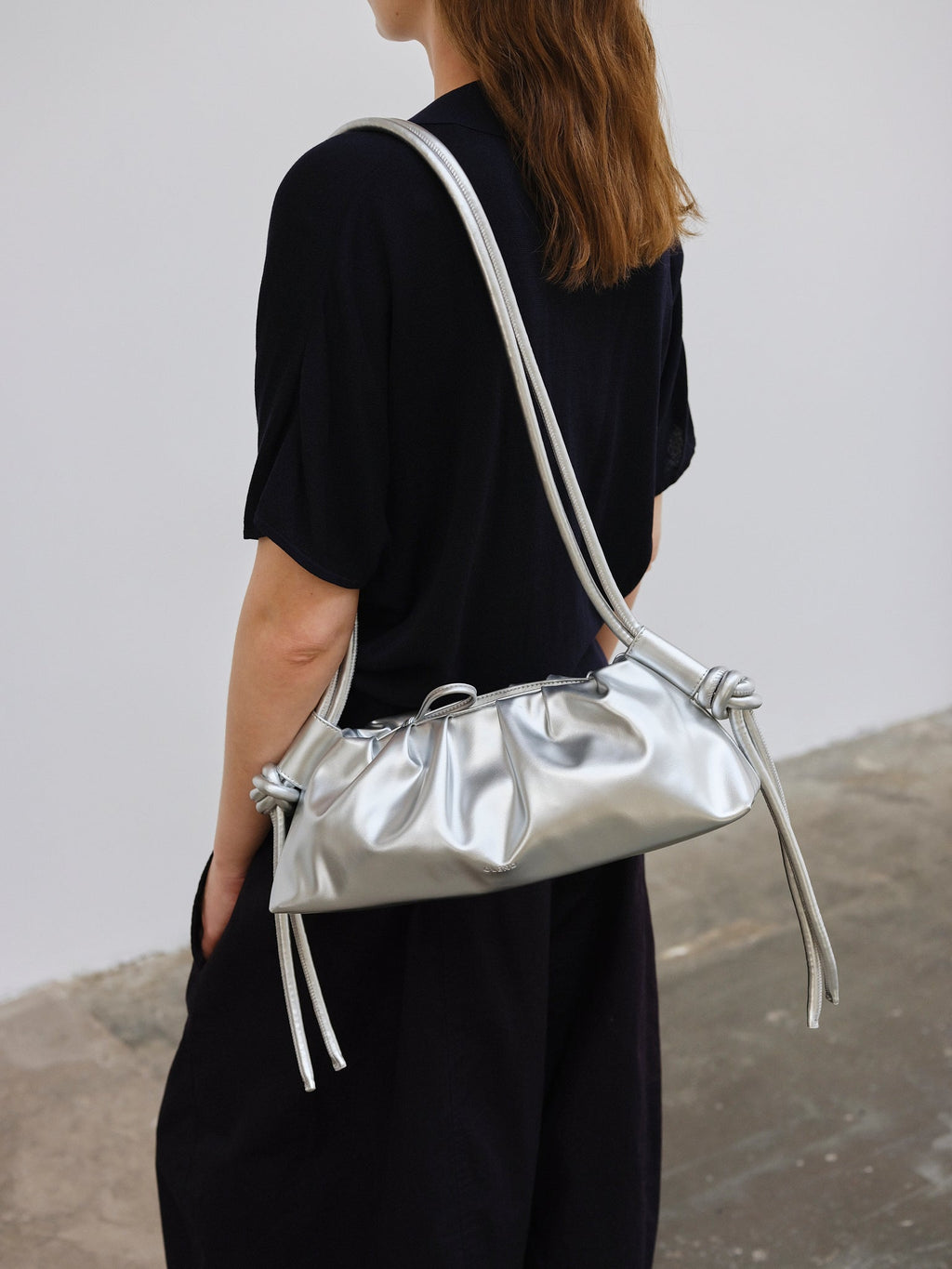 Dumpling Bag – Gathered Vegan Leather Bag, Adjustable Double Handle, Day to Night