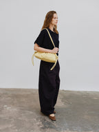 Dumpling Bag – Gathered Vegan Leather Bag, Adjustable Double Handle, Day to Night