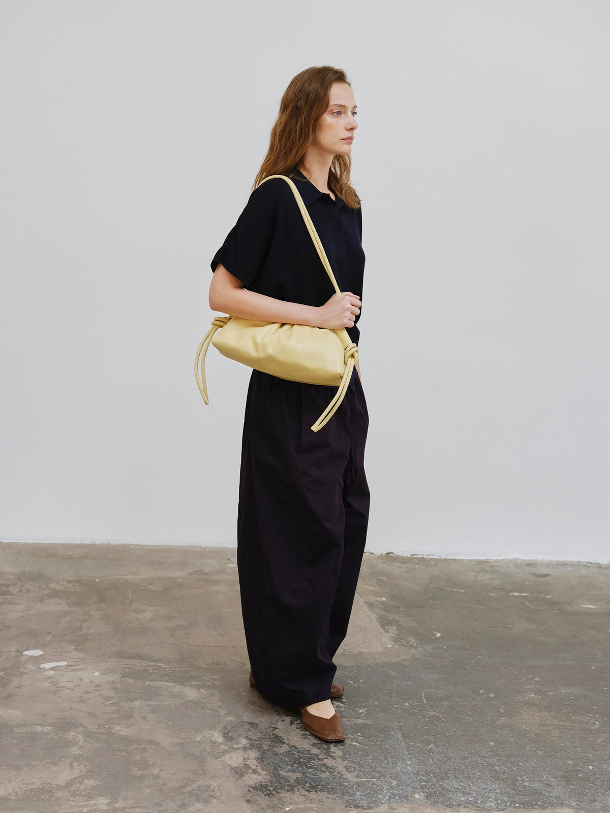 Dumpling Bag – Gathered Vegan Leather Bag, Adjustable Double Handle, Day to Night