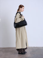 Sac hobo en cuir végane haut de gamme, déperlant, bandoulière froncée réglable