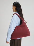 Sac hobo en cuir végane haut de gamme, déperlant, bandoulière froncée réglable