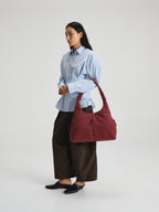 Sac hobo en cuir végane haut de gamme, déperlant, bandoulière froncée réglable