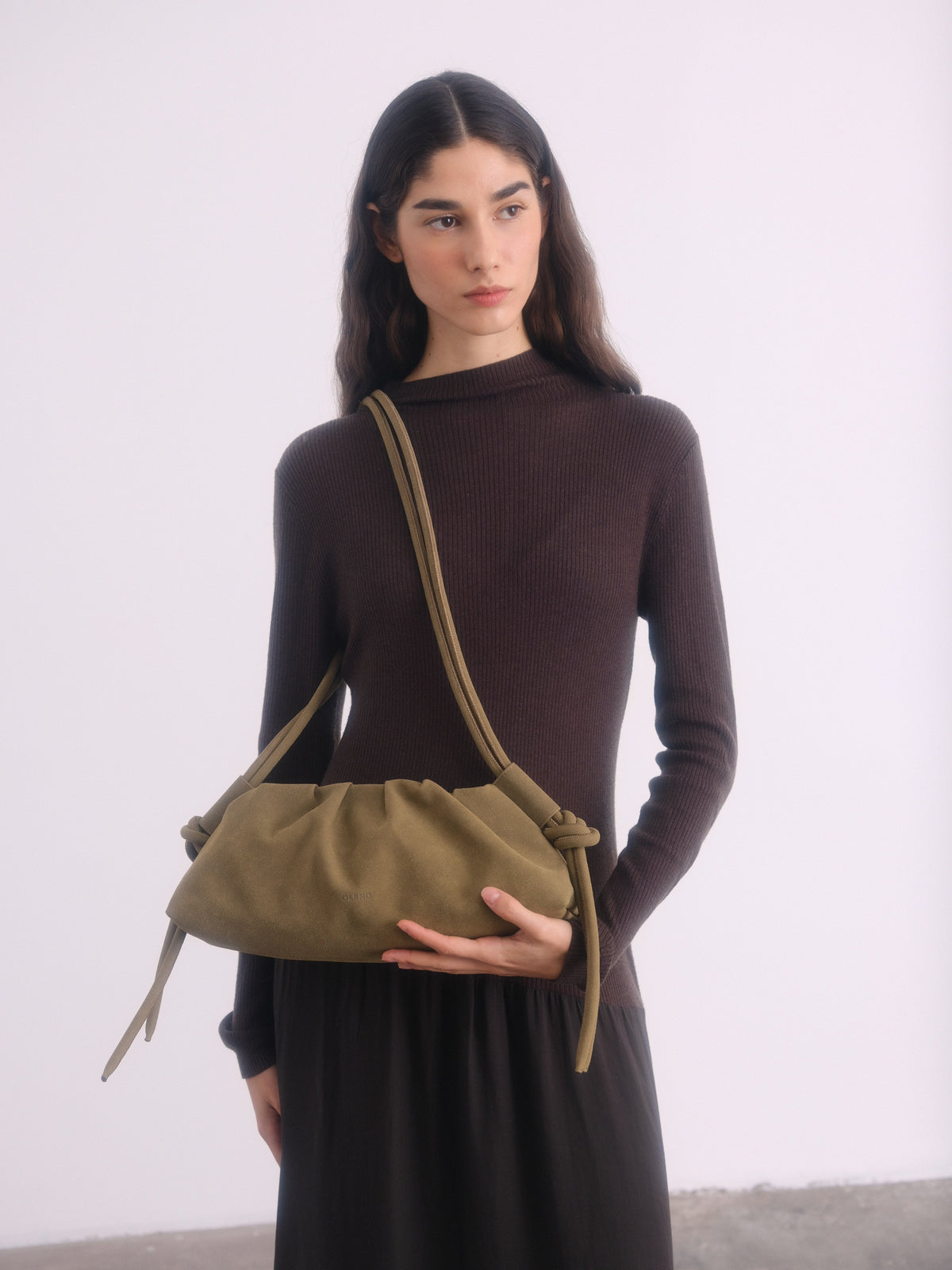 Dumpling Bag – Gathered Vegan Leather Bag, Adjustable Double Handle, Day to Night