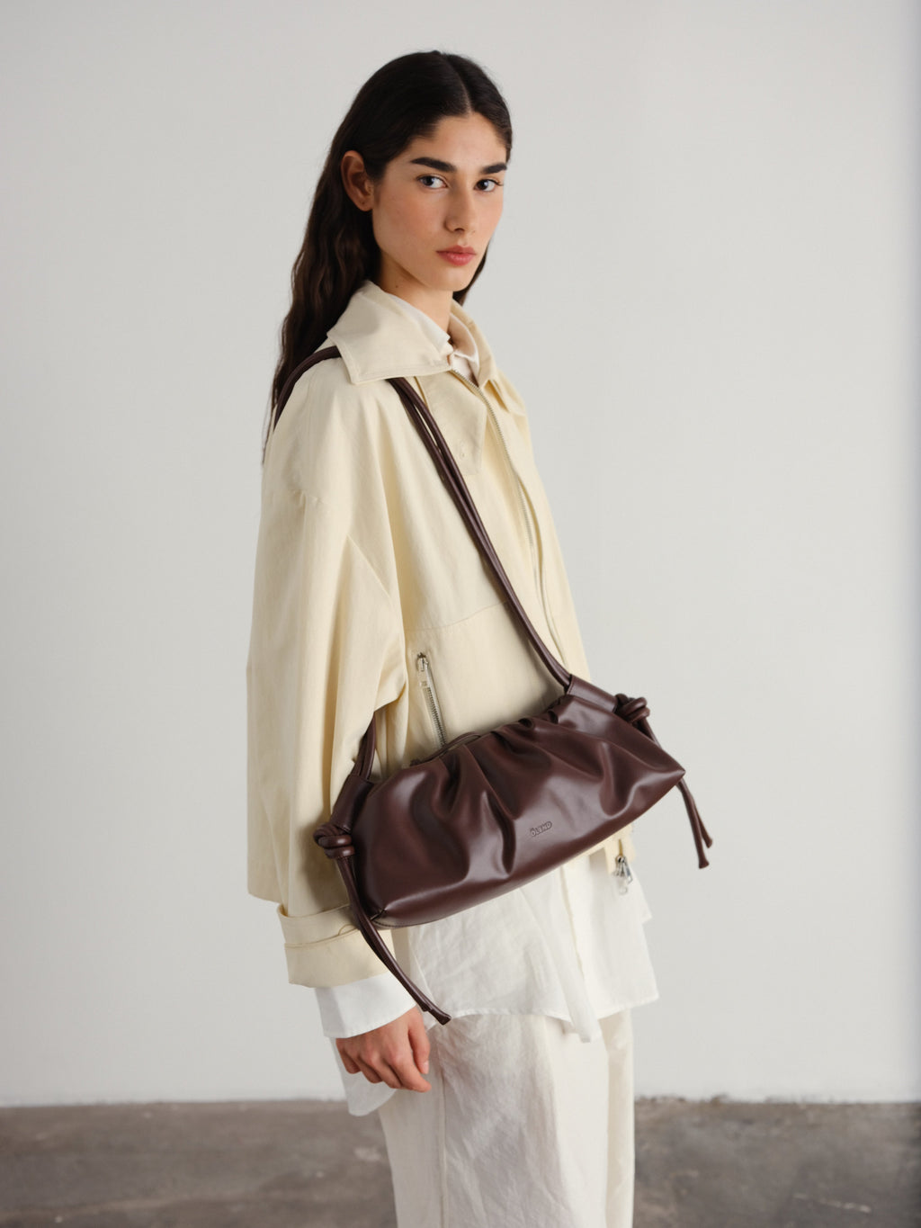 Dumpling Bag – Gathered Vegan Leather Bag, Adjustable Double Handle, Day to Night