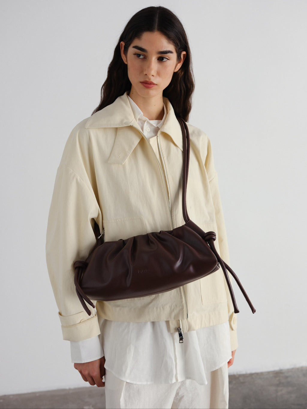 Dumpling Bag – Gathered Vegan Leather Bag, Adjustable Double Handle, Day to Night