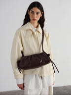 Dumpling Bag – Gathered Vegan Leather Bag, Adjustable Double Handle, Day to Night