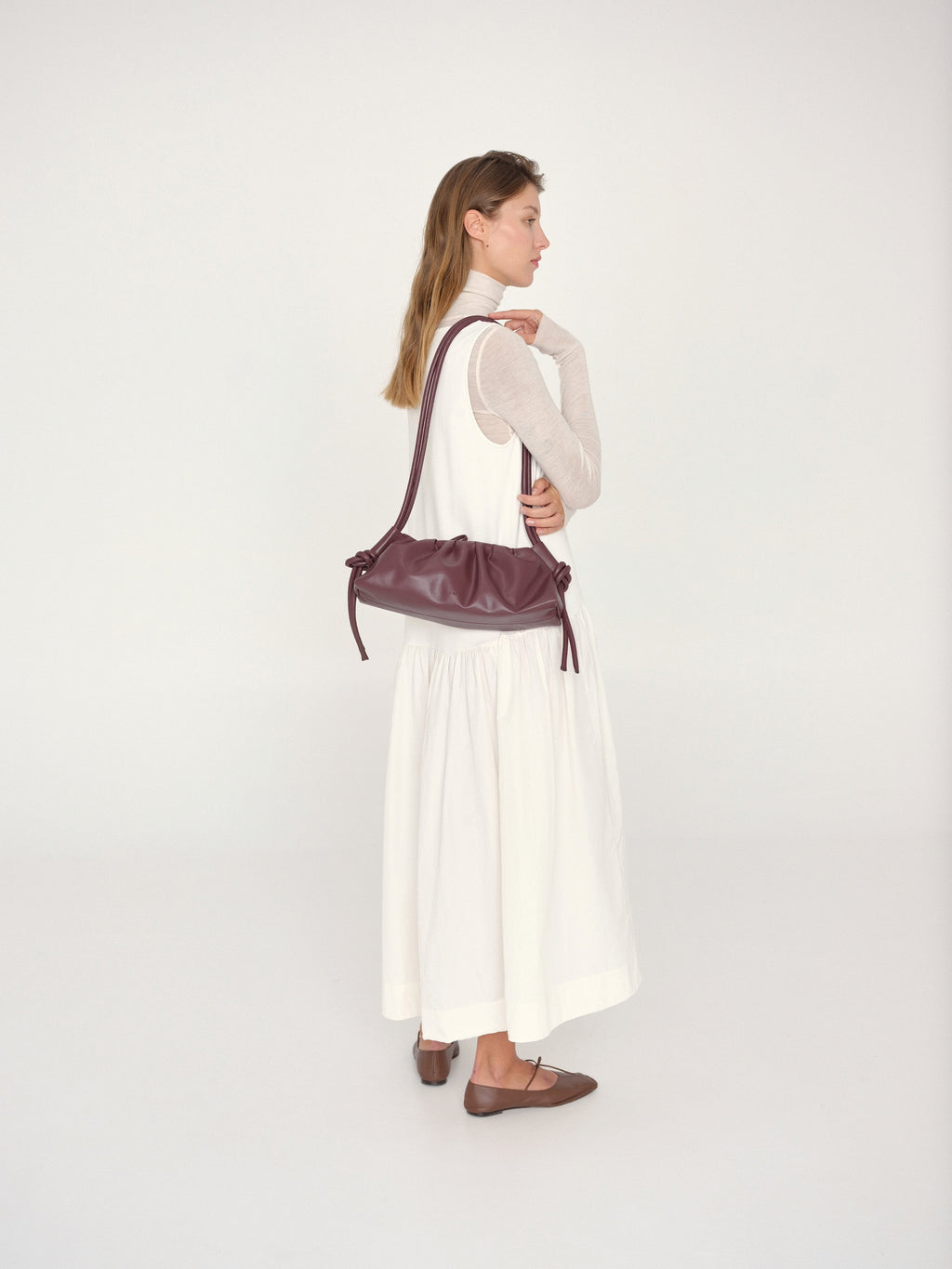 Dumpling Bag – Gathered Vegan Leather Bag, Adjustable Double Handle, Day to Night